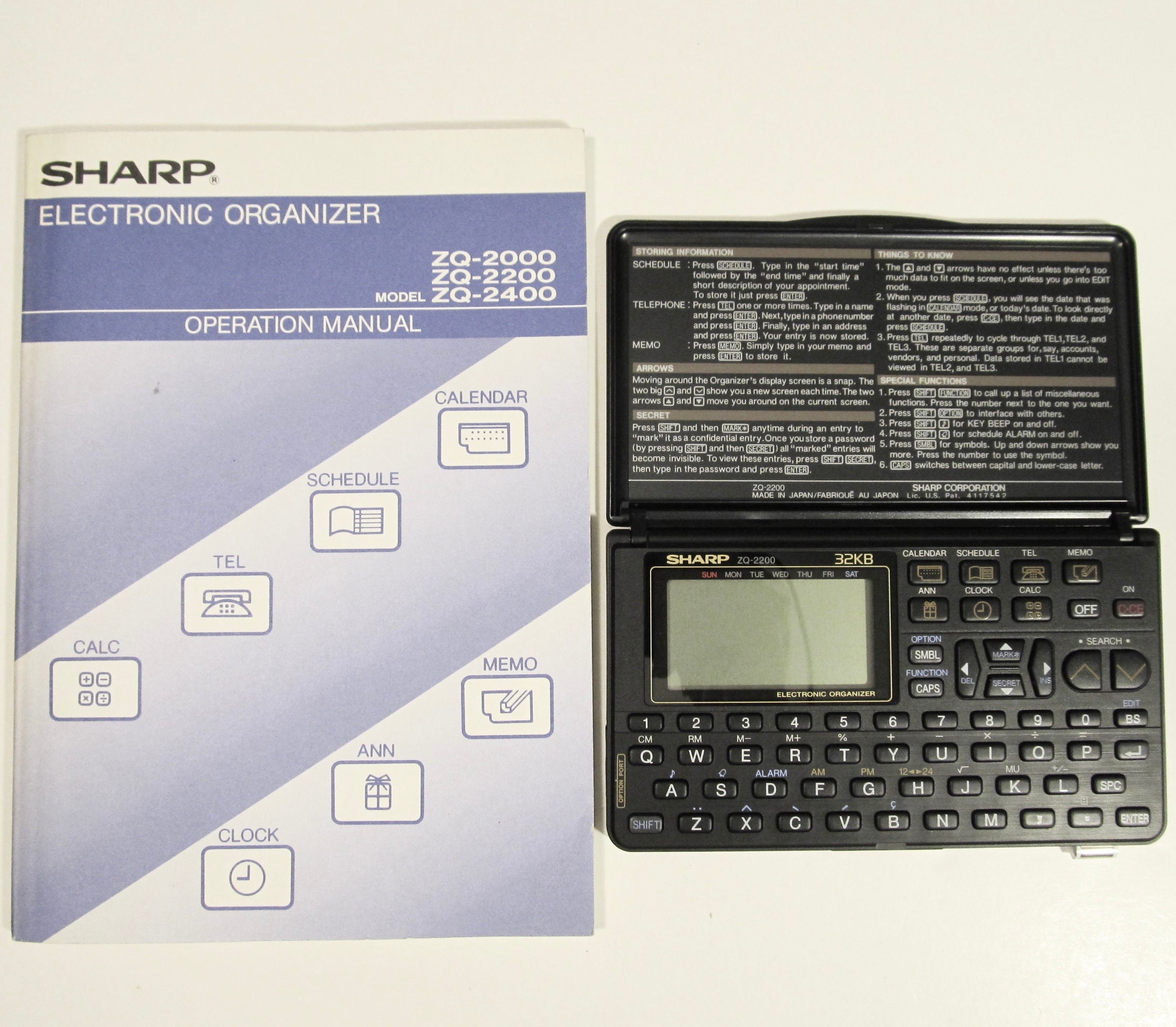 Sharp Electronic Organizer ZQ2200 32KB with Instruction Etsy