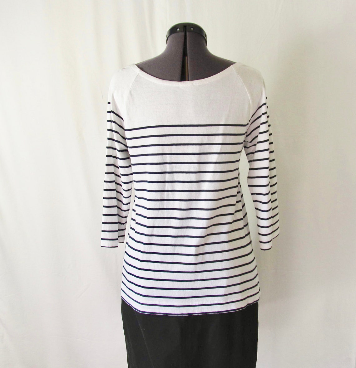 J.Crew Black and White Striped Breton Cotton Top Size M | Etsy