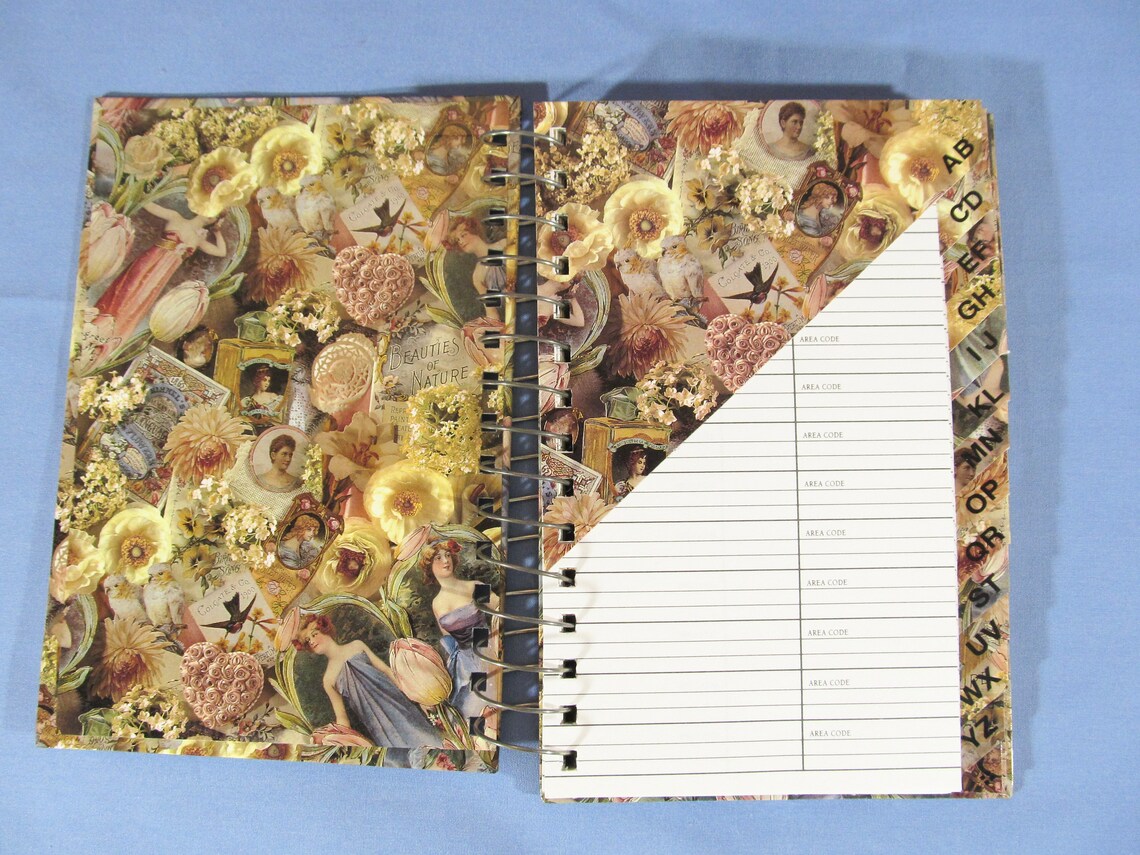 Victorian Style Hardcover Spiral Address Book with Tab Etsy