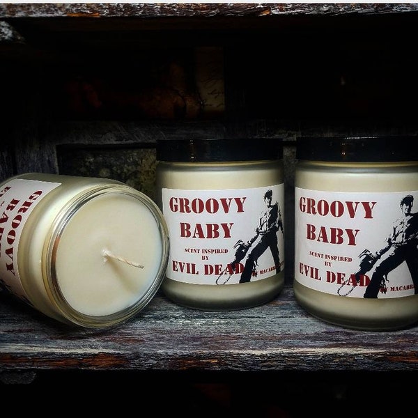 Groovy Baby | 9 oz Glass Soy Wax Glass Jar Candle | EVIL DEAD