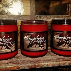 Hemaphobia - The fear of blood | 9 ounce Soy Wax Glass Jar Candle | Blood