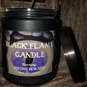 Świeca Black Flame | 9 uncji wosku sojowego w szklanym słoiku | Hocus Pocus zdjęcie 3