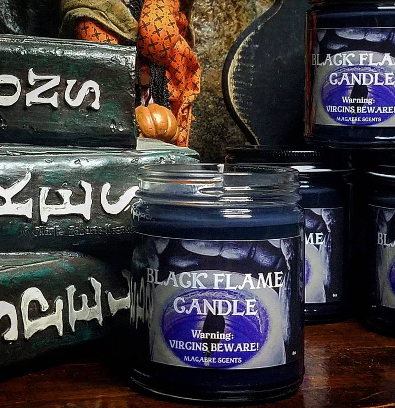 Black Flame Candle 8 Ounce Glass Candle Etsy