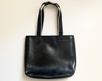 Miu Miu Archive Vintage Black Leather Tote Handbag - Etsy