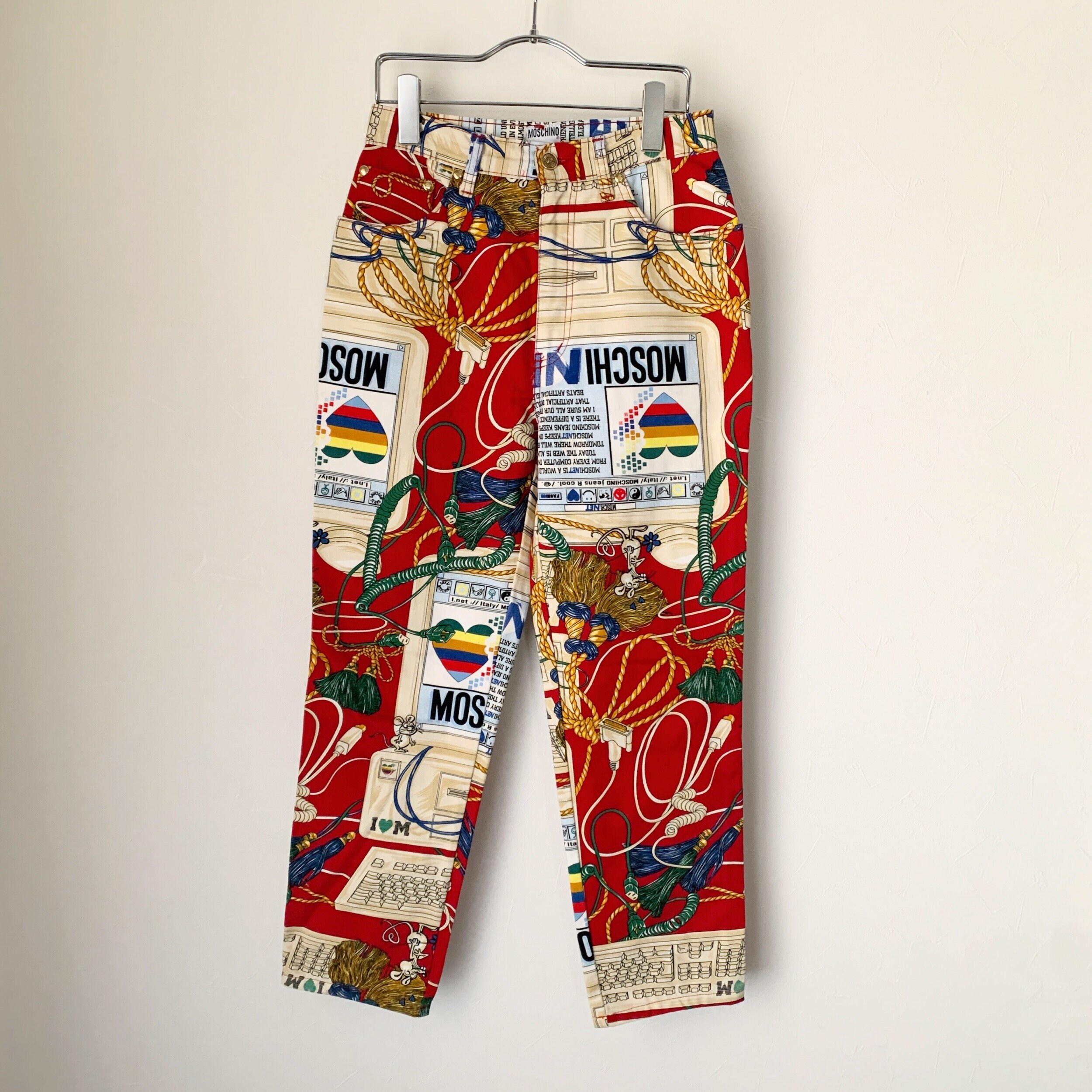 【関税&送料込み】Moschino Patterned Pants MOSCHINO JEANS Vintage Iconic 1990s Computer Tassel Mouse
