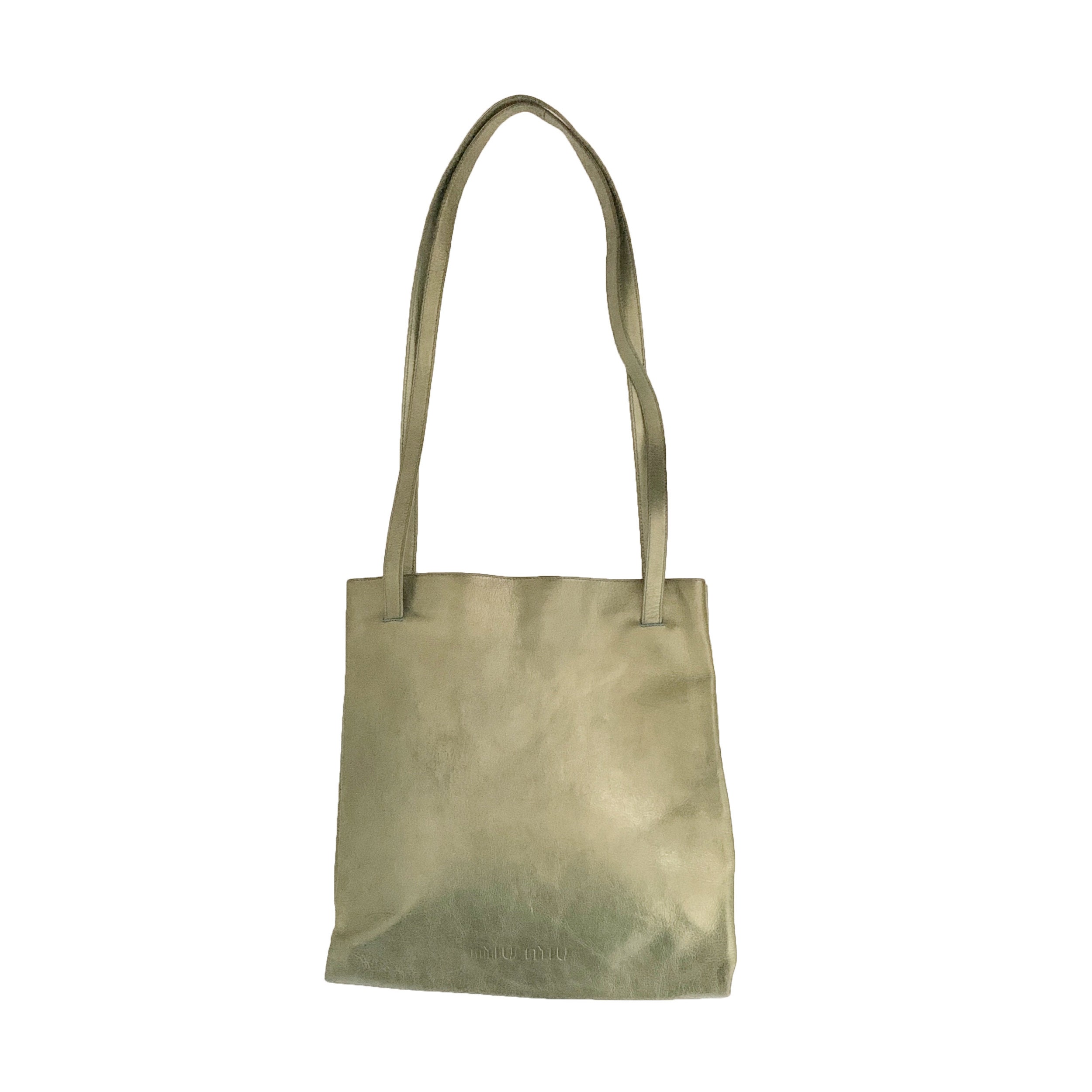 Miu Miu Archive Vintage Metallic Leather Tote Bag - Etsy Miu Miu Archive Vintage Metallic Leather Tote Bag - Etsy