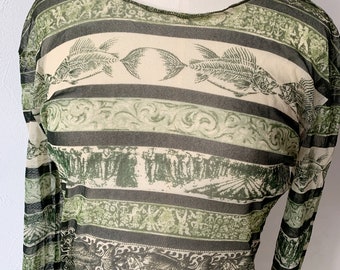Jean Paul GAULTIER Vintage Power Net Mesh Logo Multi Print