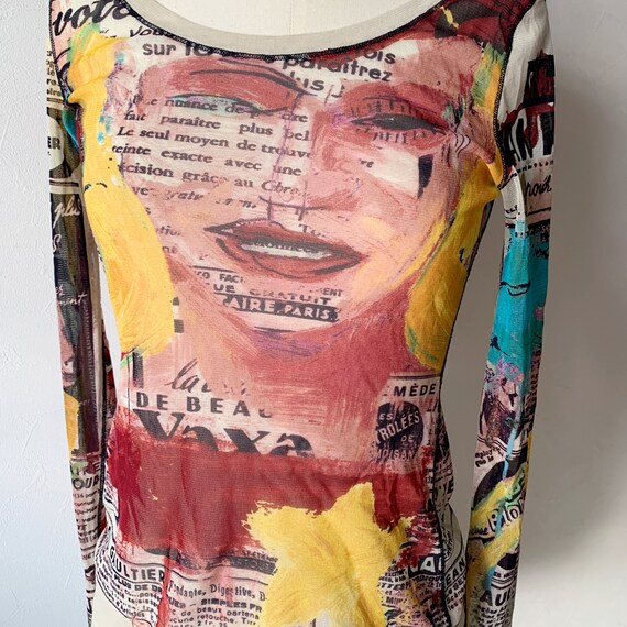 Jean Paul GAULTIER Vintage Power Net Mesh Art Print Top - Etsy