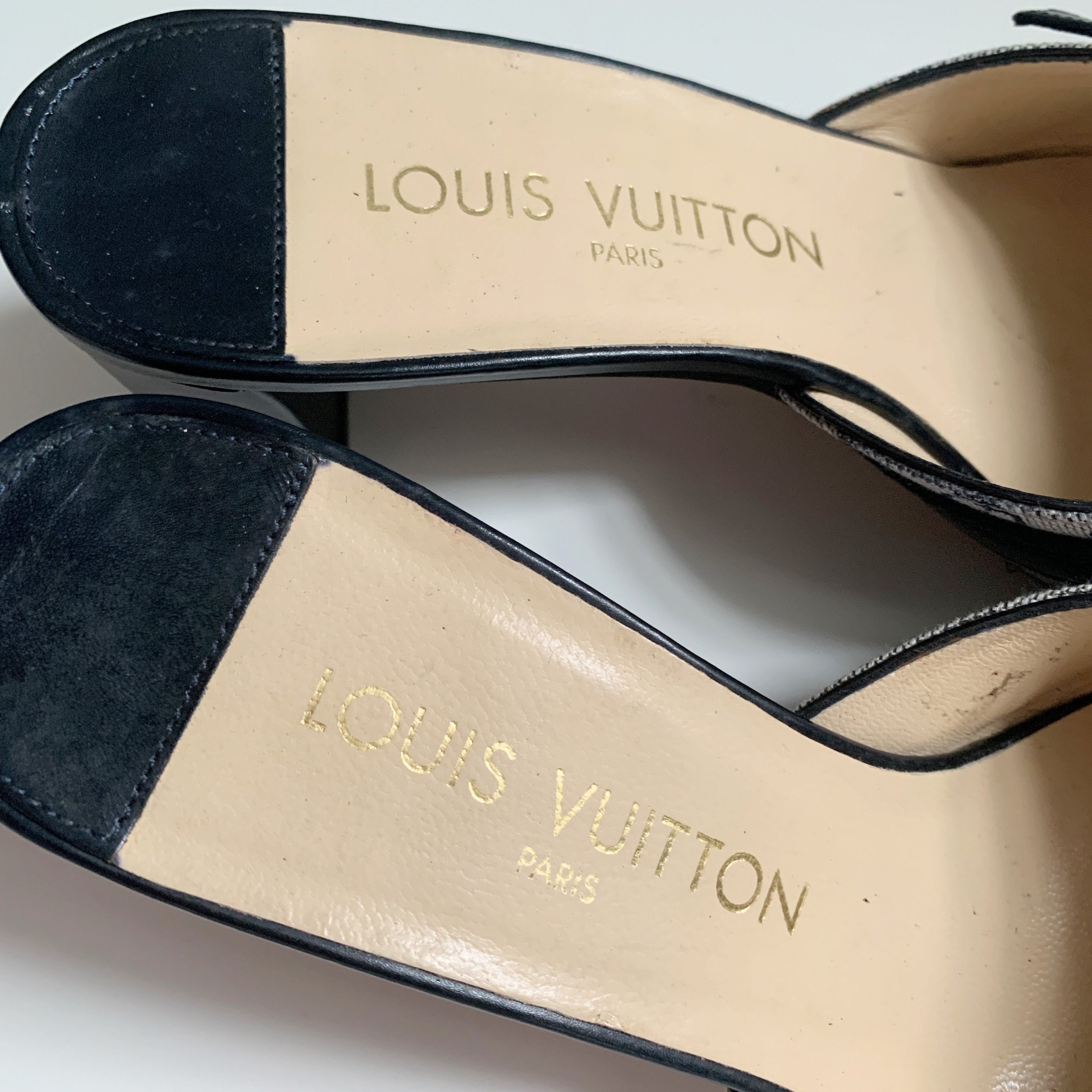 Louis Vuitton Monogram Pattern Mule Pumps - Etsy Louis Vuitton Monogram Pattern Mule Pumps - Etsy