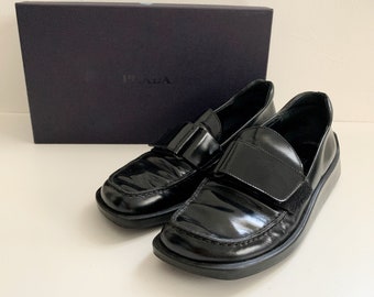 PRADA vintage Velcro tape leather loafers