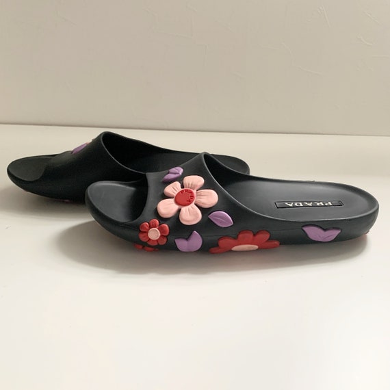 PRADA Multi Floral Motif Rubber Sandal Shoes - Etsy