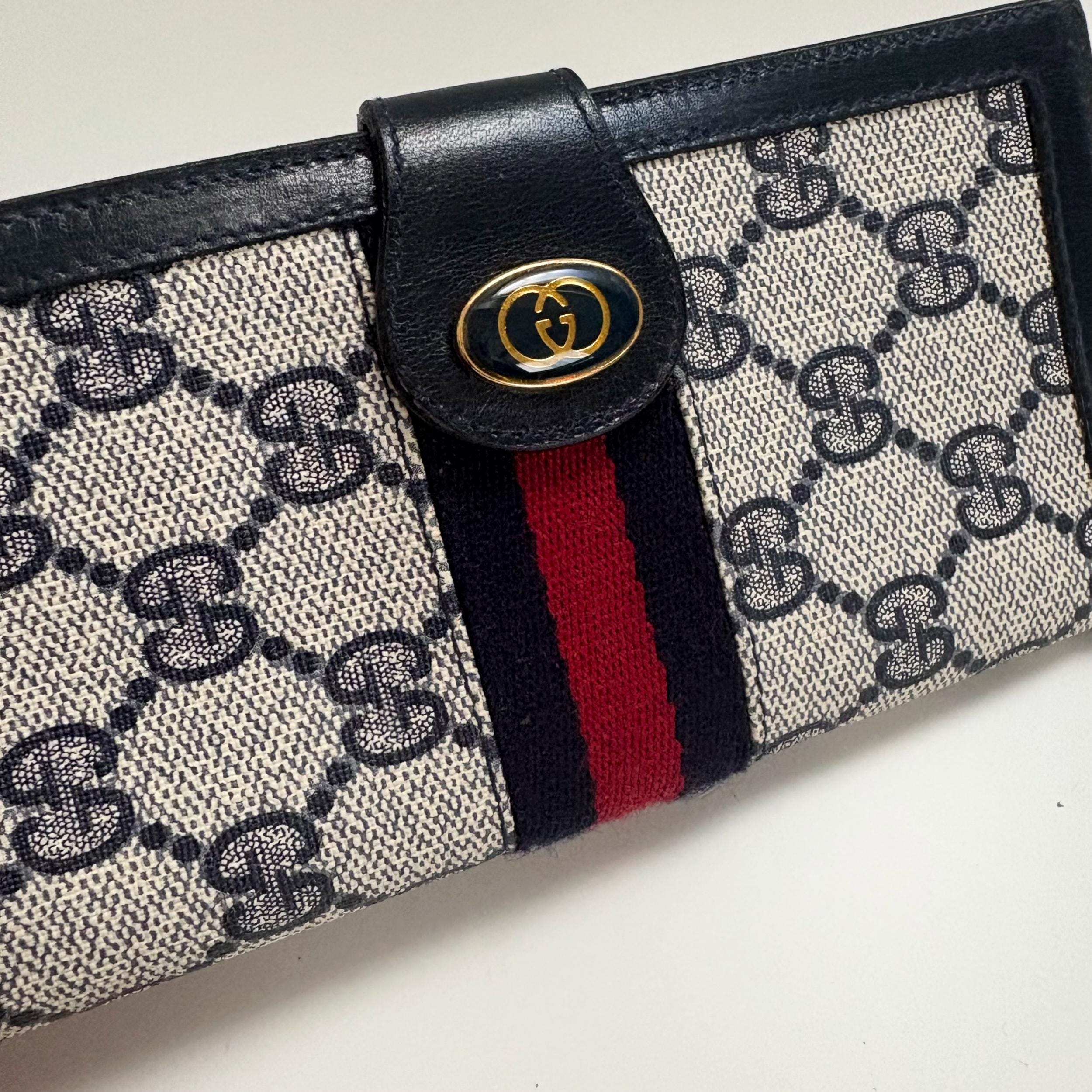 GUCCI Vintage Sherry Line GG Logo Pattern Billfold Long Wallet - Etsy