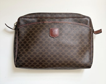 CELINE Vintage 1990 Black Leather Clutch Bag / Beauty Case - Etsy