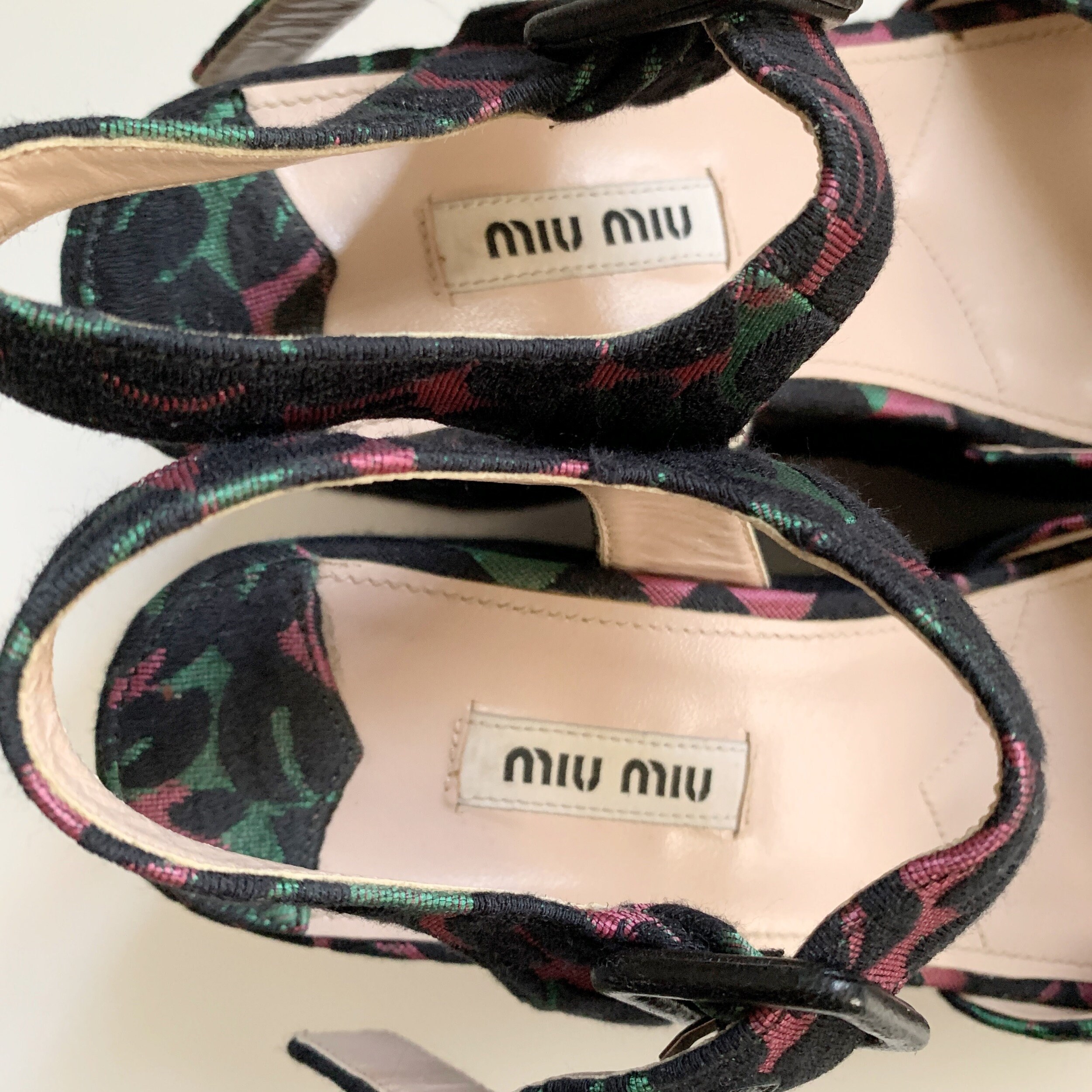 Miu Miu Jacquard Embroidery Wedge Sandals - Etsy