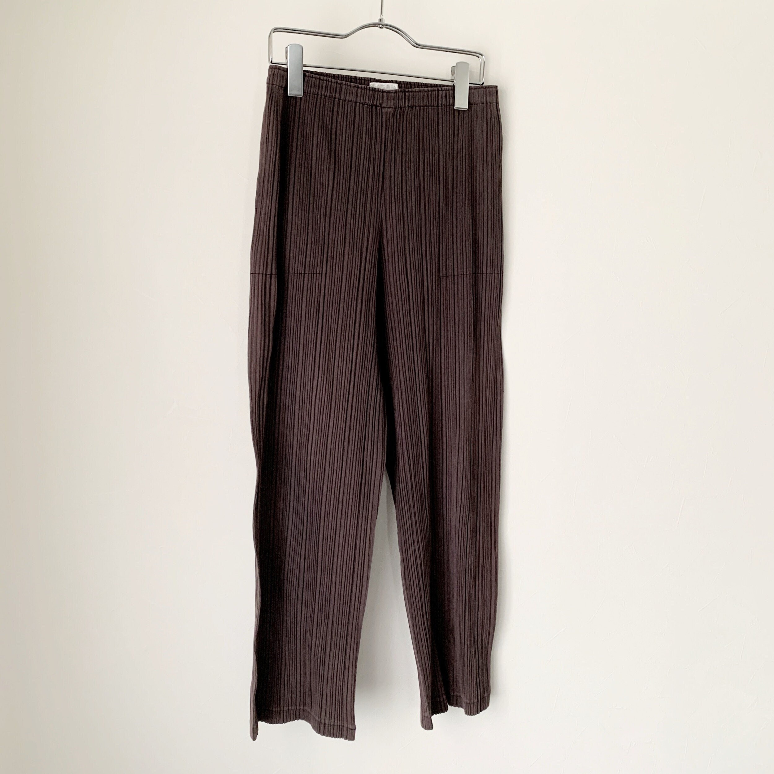 PLEATS PLEASE プリーツパンツ ブラウン PLEATS PLEASE プリーツプリーズ ブラウン ワイドパンツ サイズ3
