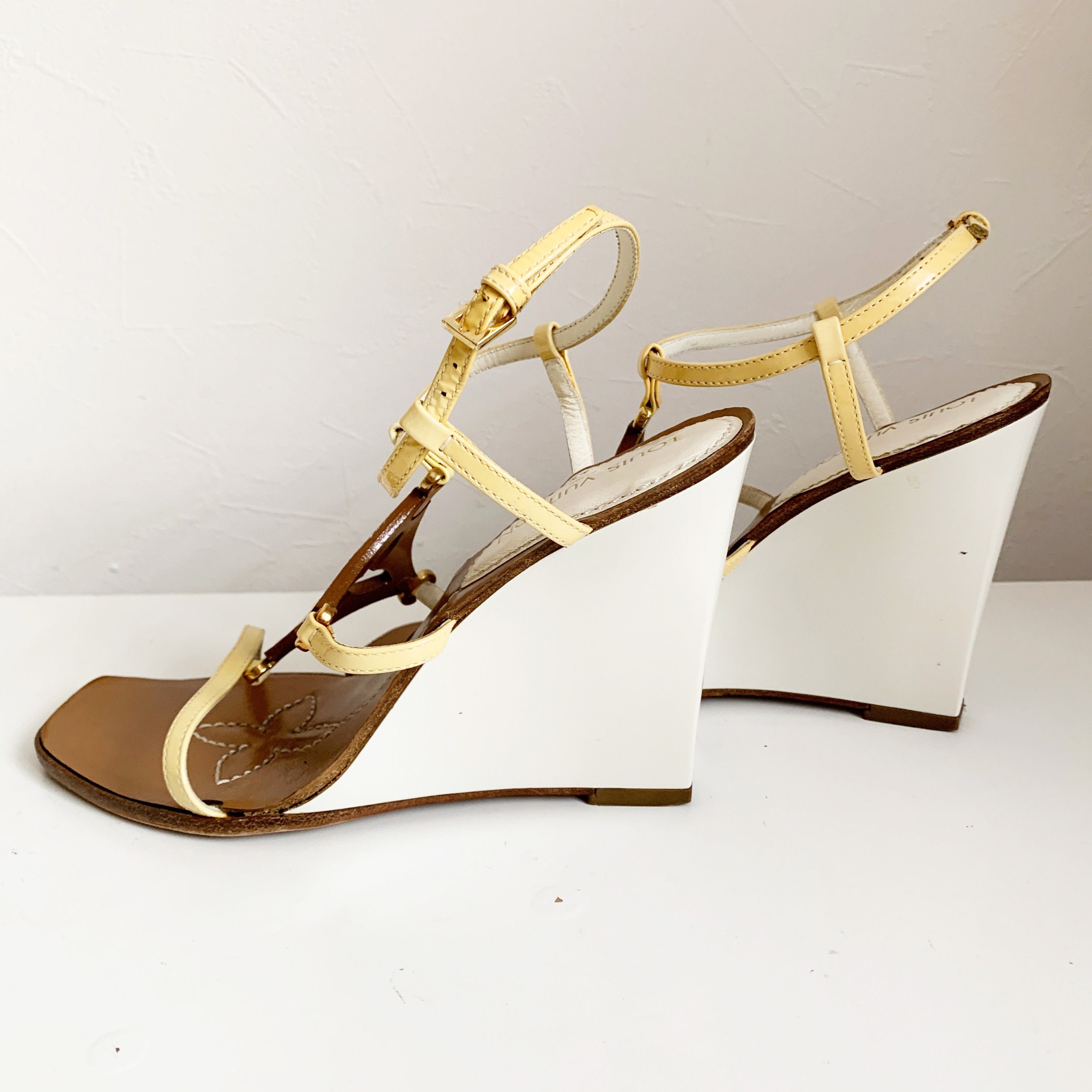 Louis Vuitton Monogram Canvas and Jute Boundary Wedge Sandals For Sale at  1stDibs