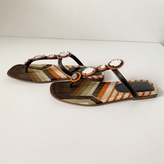 Miu Miu Archive Vintage Mirror Decoration Design Flat Sandal