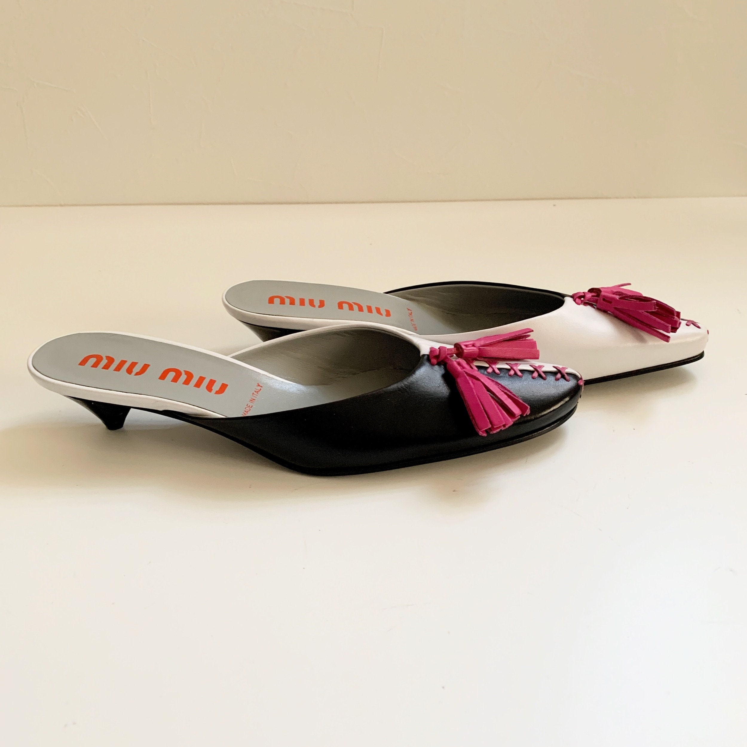 Miu Miu 1998 SS Archive Vintage Tassel Design Leather Mule