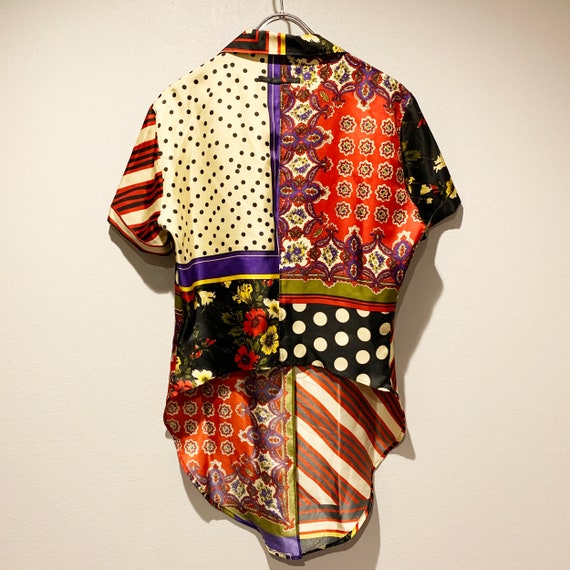 Jean Paul GAULTIER Multi patchwork print short sl… - image 2