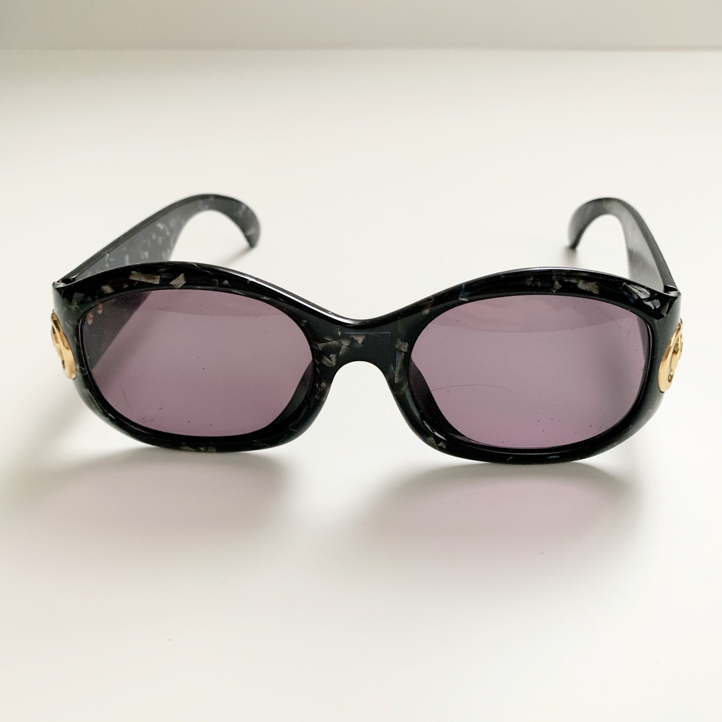 Christian Dior Vintage Shell Pattern CD Logo Metal Fittings Sunglasses ...