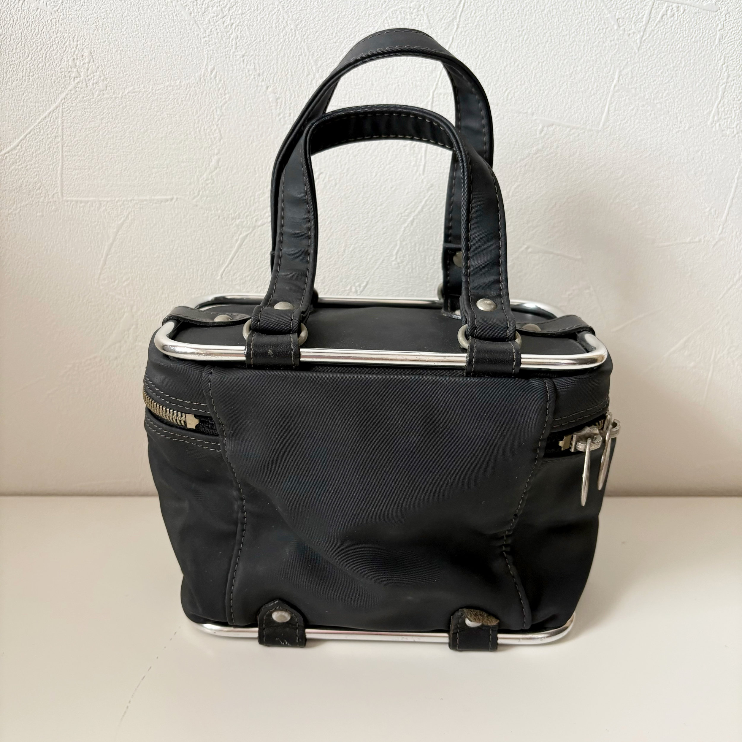 JUNIOR GAULTIER 90's Vintage Metal Pipe Frame Mini Bag Vanity Bag