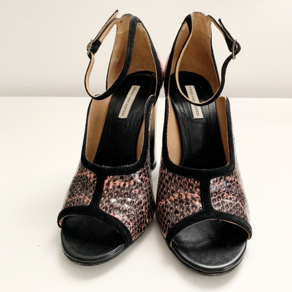 Dries Van Noten Pink Python embossed strap sandals - image 3
