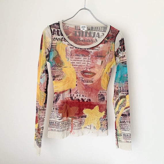 トップス jean paul gaultier print powernet Jean Paul GAULTIER Vintage Power Net Mesh Art Print Top - Etsy