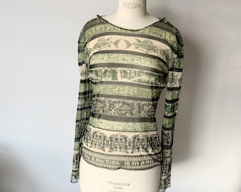 Jean Paul GAULTIER Vintage Power Net Mesh Logo Multi Print Jean Paul GAULTIER Vintage Power Net Mesh Logo Multi Print