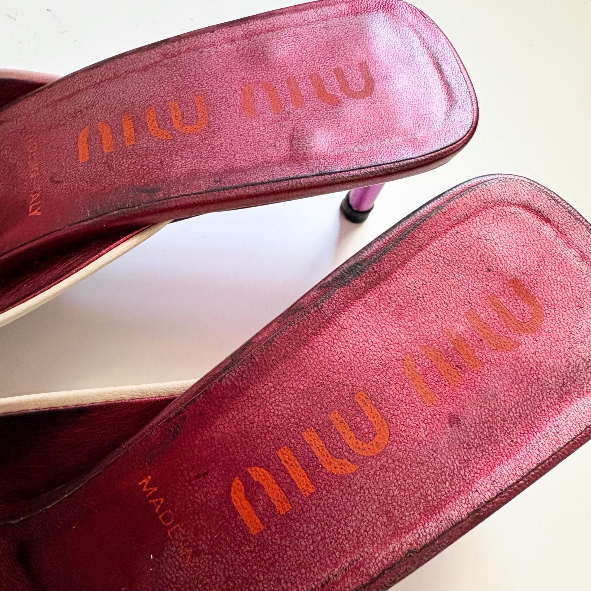 Miu Miu Archive Vintage Lightning Bolt Leather Mule Pumps - Etsy