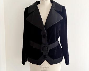 Yves Saint Laurent Rive Gauche 90's vintage Belted velour jacket