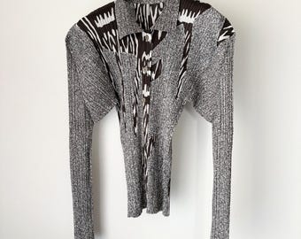 PLEATS PLEASE Issey Miyake vintage plaid pleated shirt top
