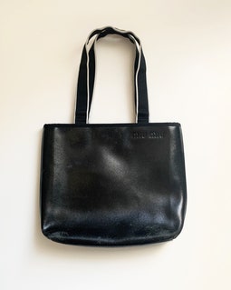 Miu Miu Archive Vintage Black Leather Tote Handbag - Etsy