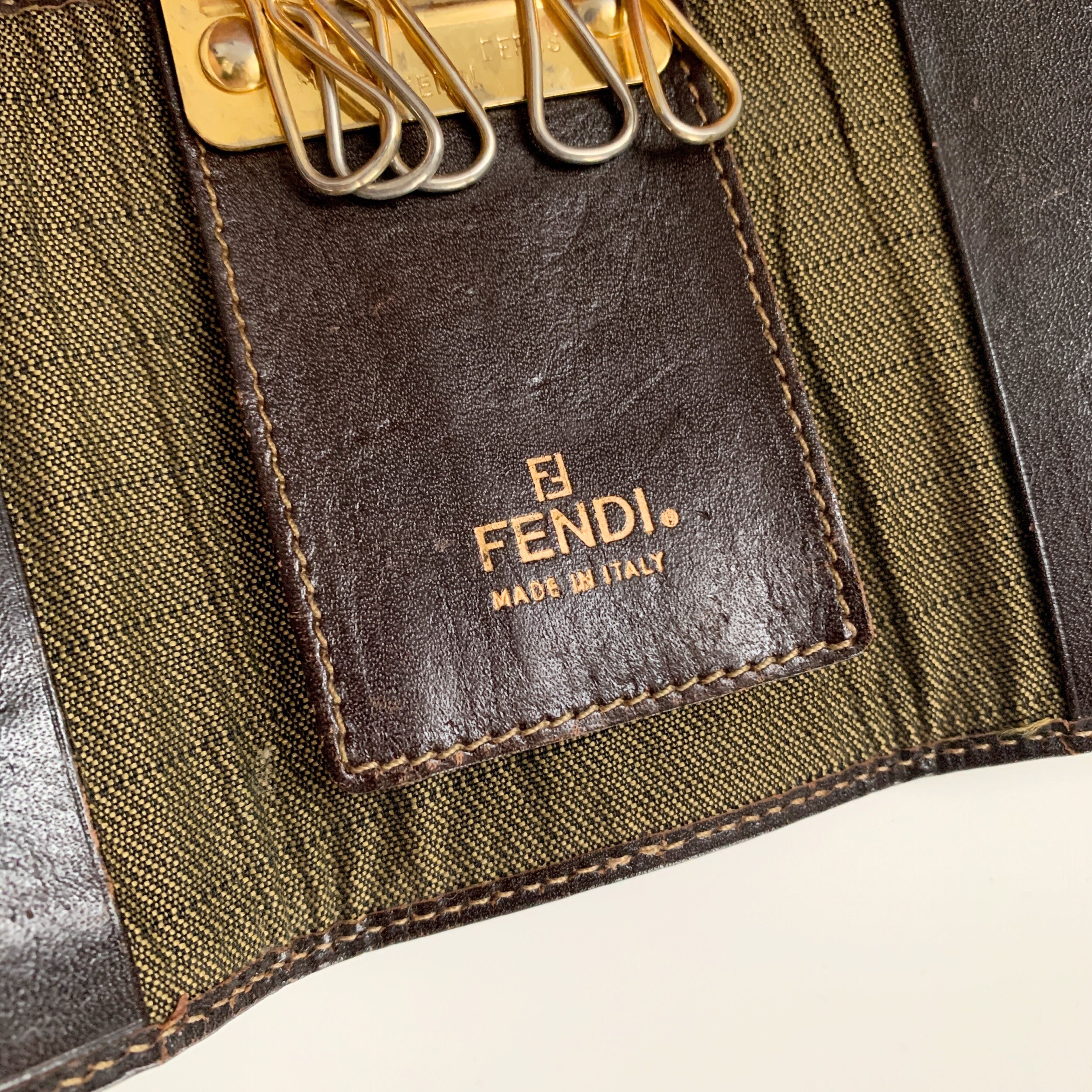 FENDI Vintage Zucca Black Gold Hardware Canvas Coin Case