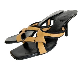 GUCCI for Tom Ford vintage Black x camel bicolor leather sandals