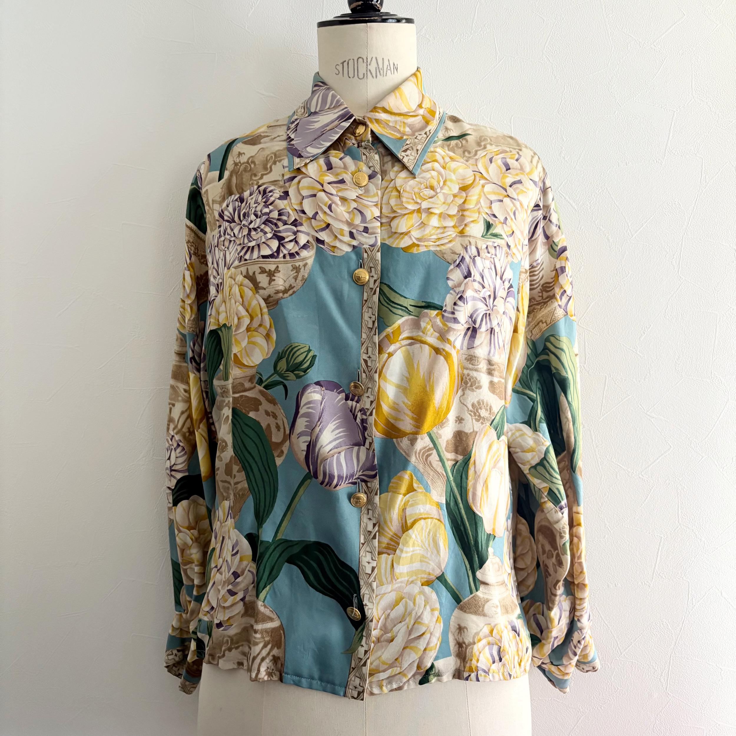 トップス GUCCI FLOWER PRINT GOLD BUTTON SILK GUCCI for Tom Ford 1993 Vintage Flower Print Silk Shirt Blouse - Etsy