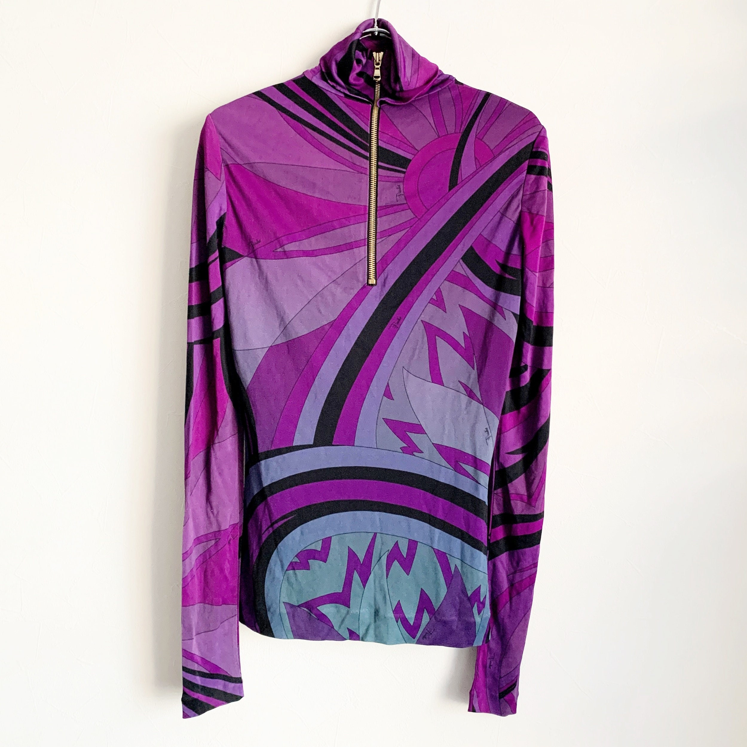 EMILIO PUCCI Long Sleeve Zip Top - Etsy Canada EMILIO PUCCI Long Sleeve Zip Top - Etsy Canada