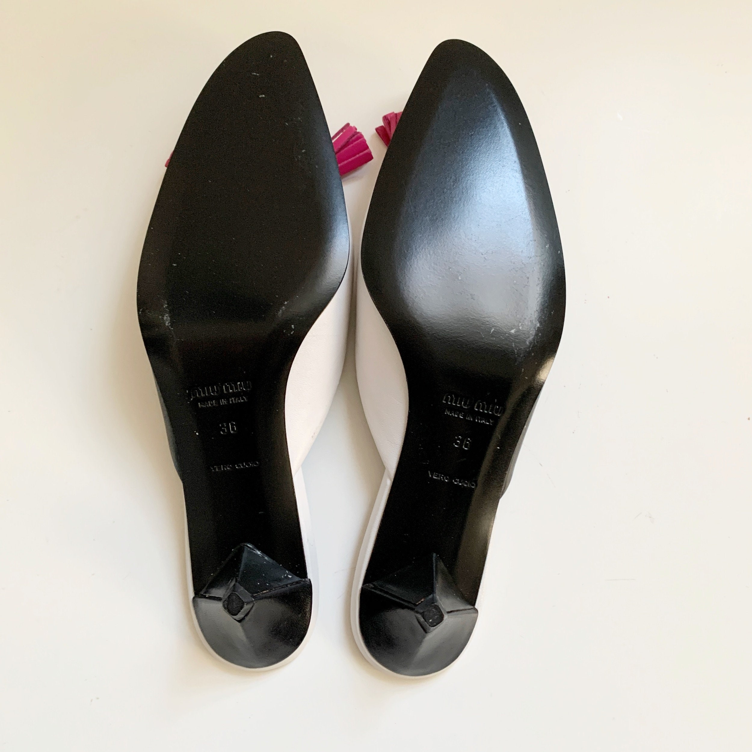 靴 amerivintage OVAL MOTIF VOLUME MULE L Miu Miu 1998 SS Archive Vintage Tassel Design Leather Mule
