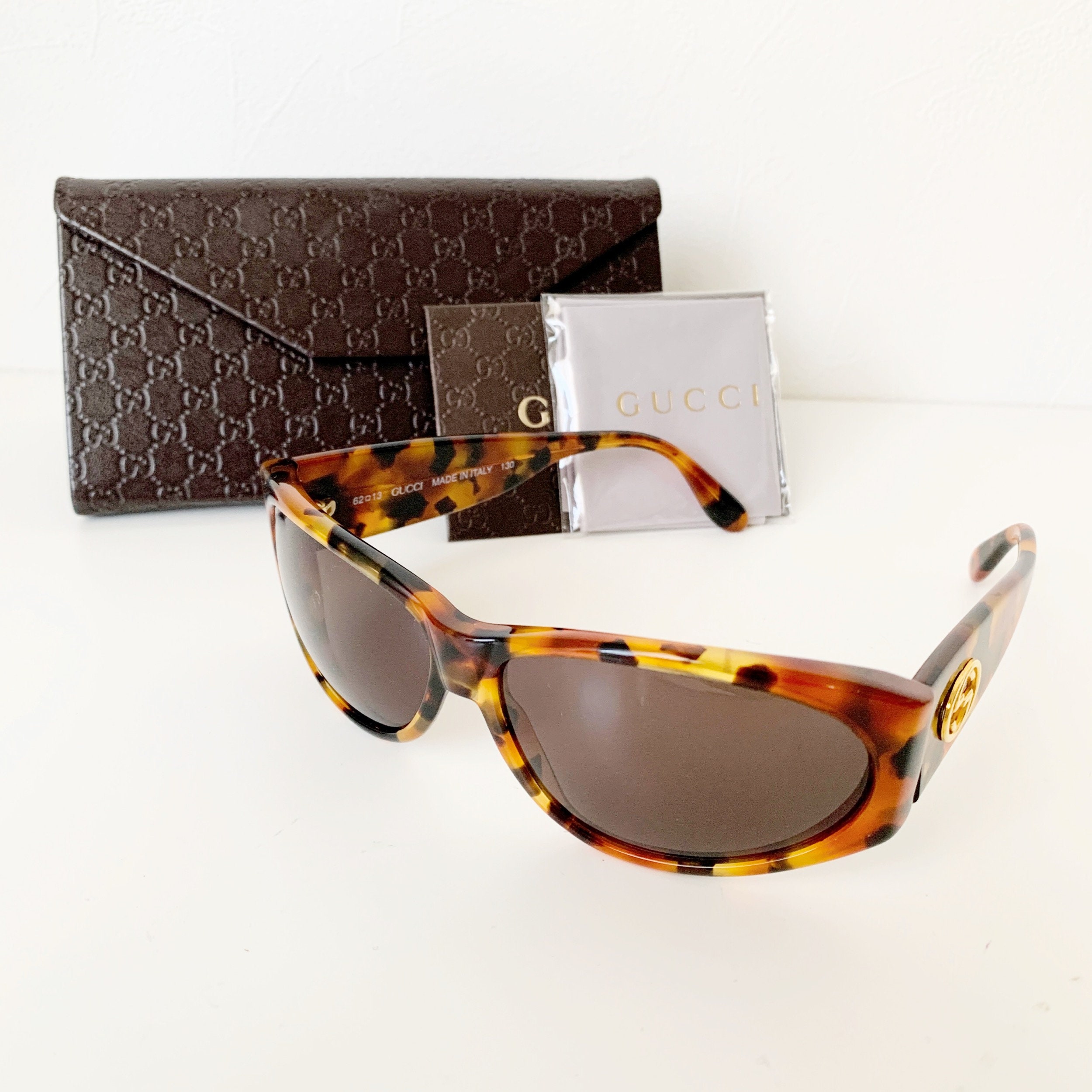 Gucci G Logo Gold Metal Fittings Tortoiseshell Sunglasses Eyewear