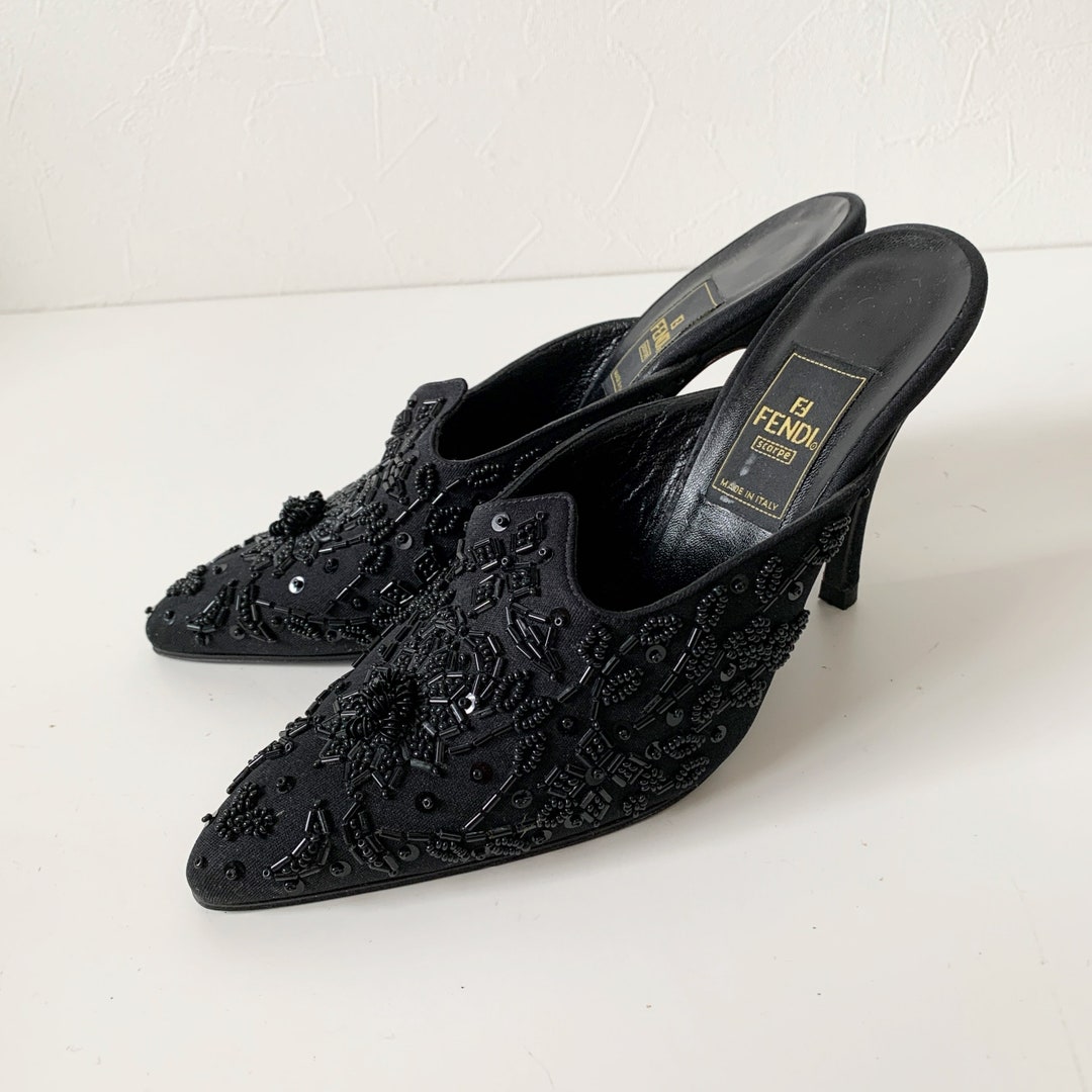 FENDI Flower & Beads Embroidery Decoration Mule Pumps - Etsy