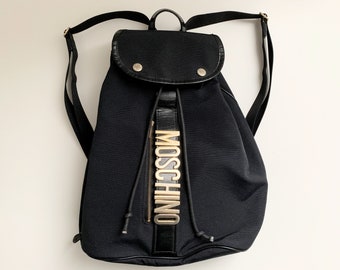 MOSCHINO vintage Gold metal fittings logo back pack