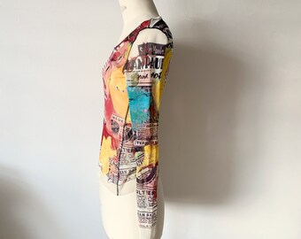 Jean Paul GAULTIER Vintage Power Net Mesh Art Print Top - Etsy