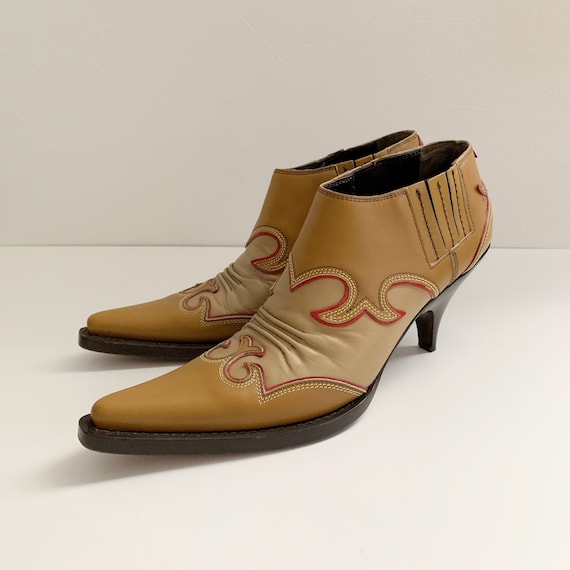 Miu Miu Archive Vintage Western Cowboy Design Booties Short Boots