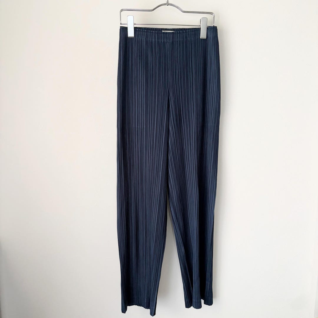 PLEATS PLEASE Issey Miyake Navy Pleated Pants - Etsy