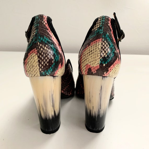 Dries Van Noten Pink Python embossed strap sandals - image 5