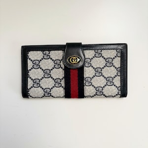 GUCCI vintage Sherry Line GG logo pattern billfold long wallet
