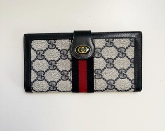 GUCCI Vintage Sherry Line GG Logo Pattern Billfold Long Wallet - Etsy
