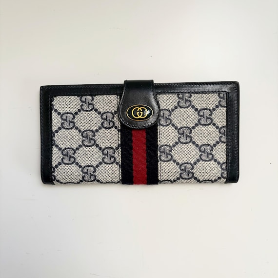 GUCCI Vintage Sherry Line GG Logo Pattern Billfold Long Wallet - Etsy