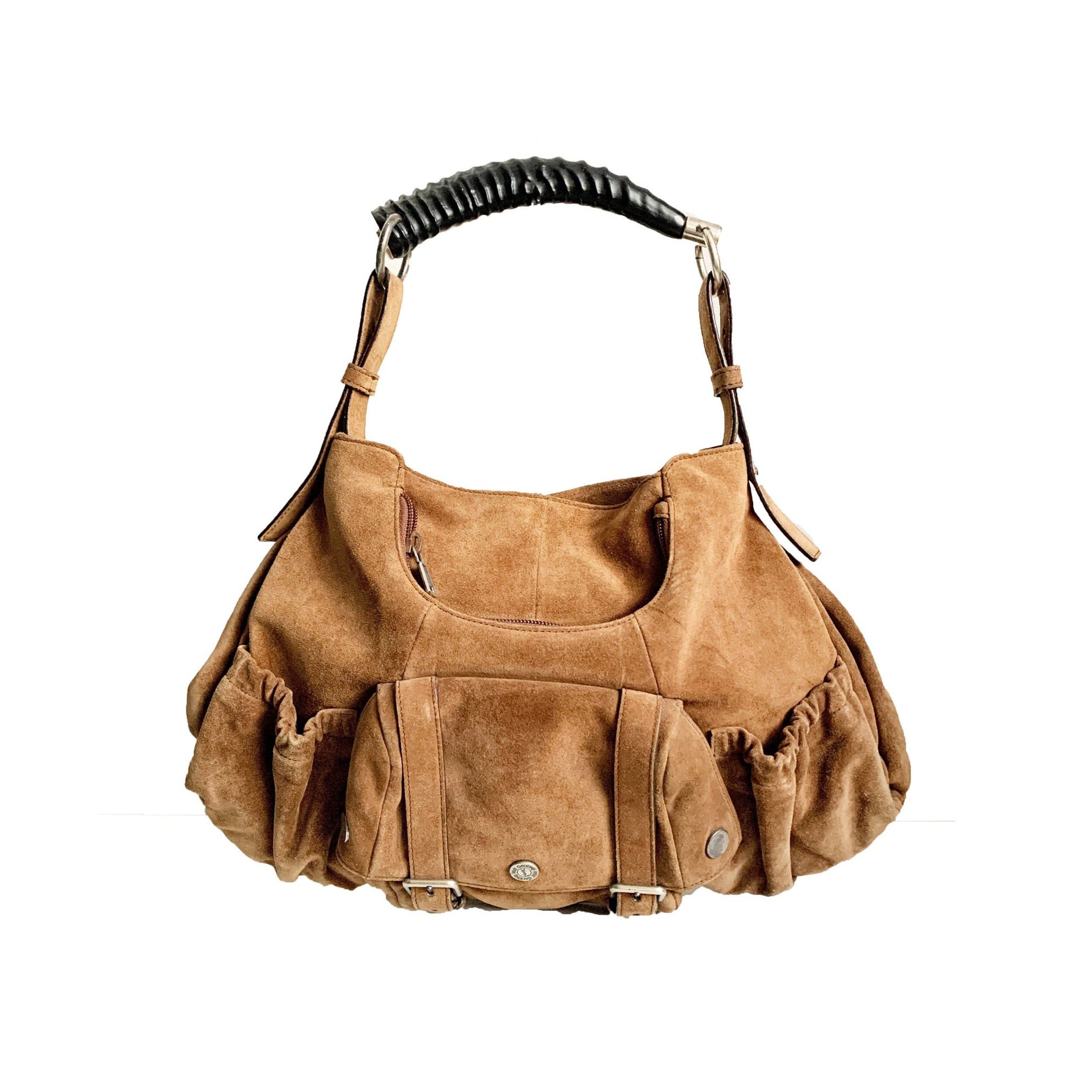 Vintage Ysl Mombasa Cresent Shaped Suede Mini Hobo Bag by Yves Saint Laurent