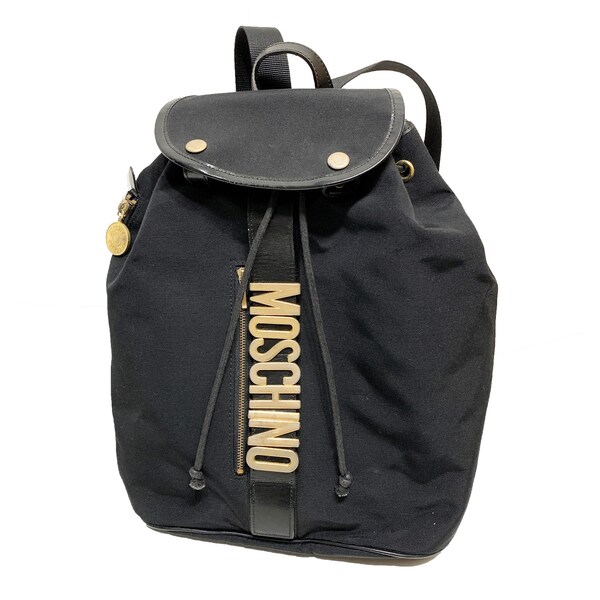 MOSCHINO vintage Gold metal fittings logo back pack