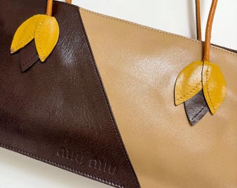 Miu Miu Archive Vintage Leaf Design Leather Hand Bag - Etsy